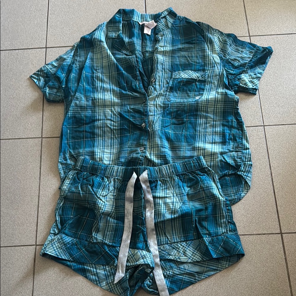 Victoria's Secret Teal Plaid Shirt